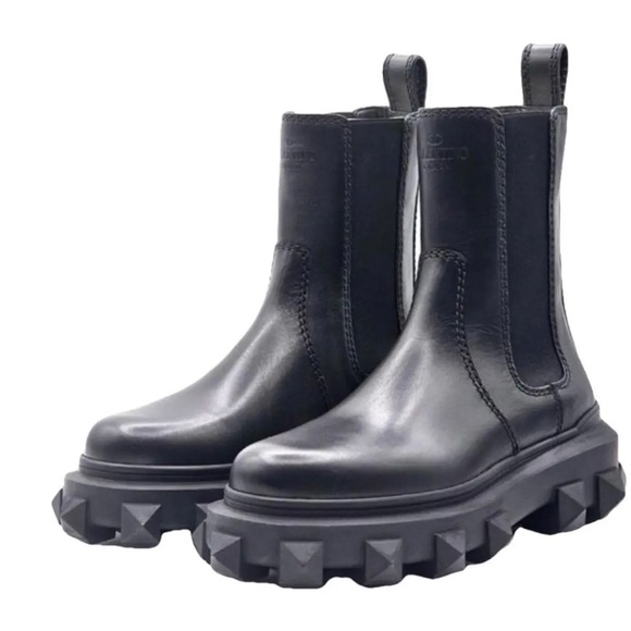 Valentino Garavani Leather Biker Boots - Picture 1 of 12